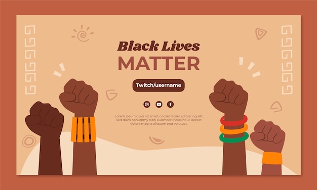 Free vector flat twitch background for black history month celebration