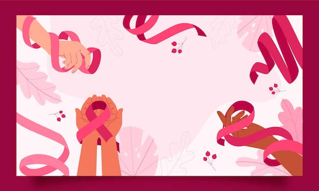 Free Vector flat twitch background for breast cancer awareness month