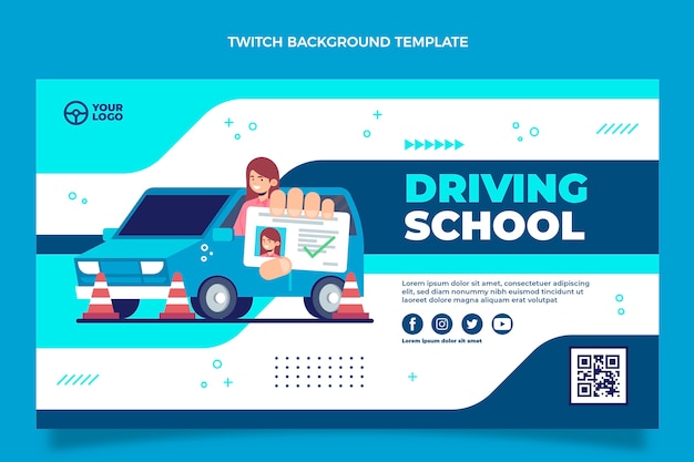 Flat twitch background for driving school