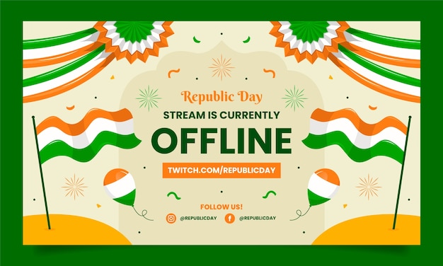 Flat twitch background for indian republic day holiday