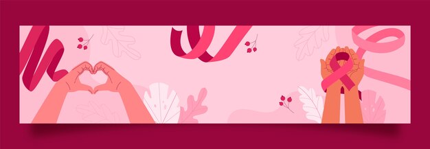 Flat twitch banner template for breast cancer awareness month