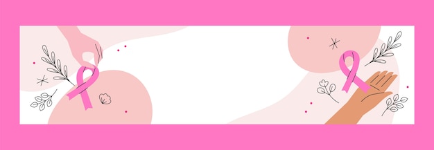 Free vector flat twitch banner template for breast cancer awareness month