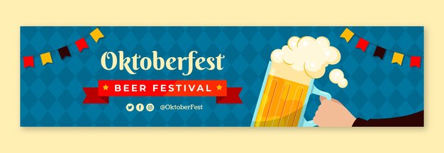 Flat twitch banner template for oktoberfest celebration