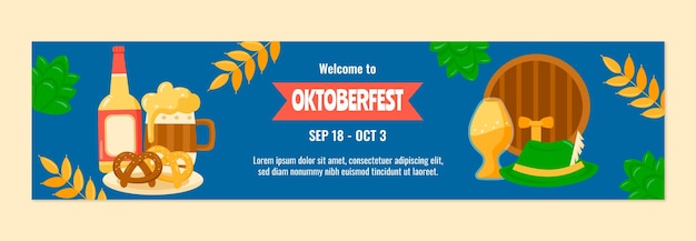 Flat twitch banner template for oktoberfest celebration