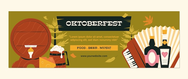 Flat twitter header for oktoberfest festival