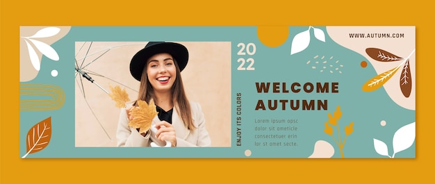 Flat twitter header template for autumn celebration