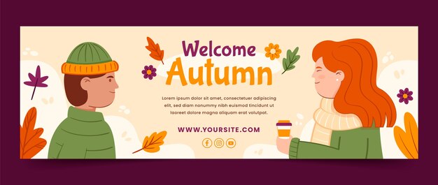 Free Vector flat twitter header template for autumn celebration