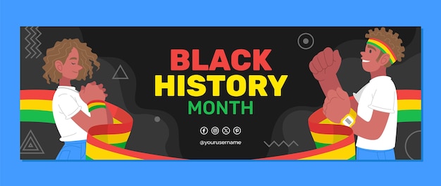 Free Vector flat twitter header template for black history month celebration