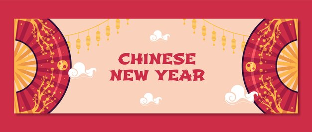 Flat twitter header template for chinese new year festival