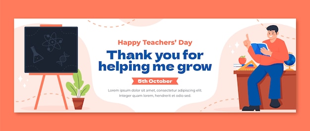 Free Vector flat twitter header template for world teacher's day celebration