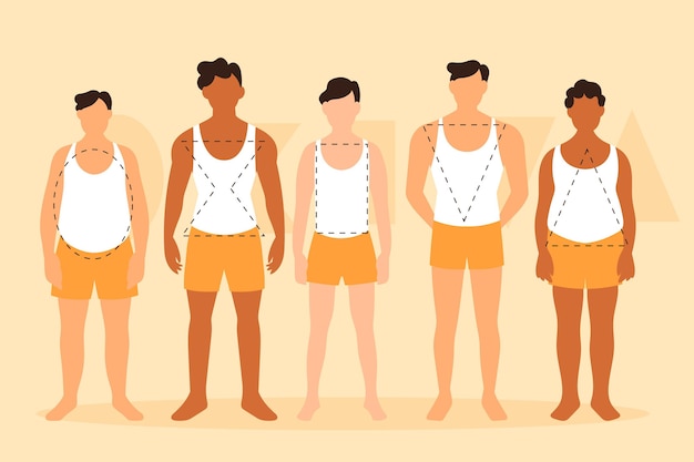 Free Vector flat types of male body shapes pack