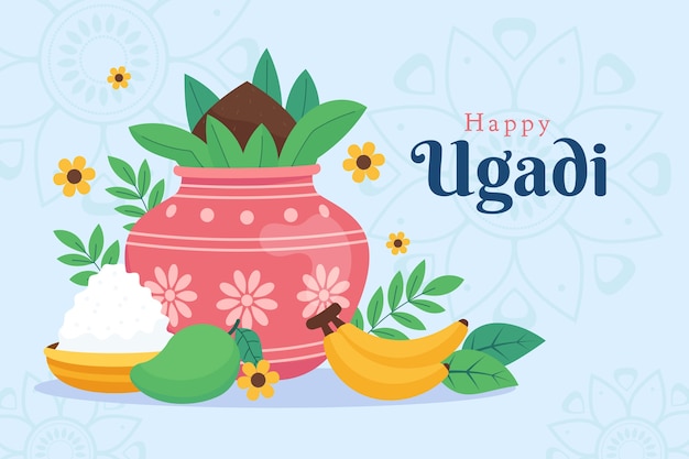 Free vector flat ugadi background