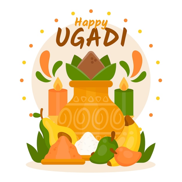 Free vector flat ugadi illustration