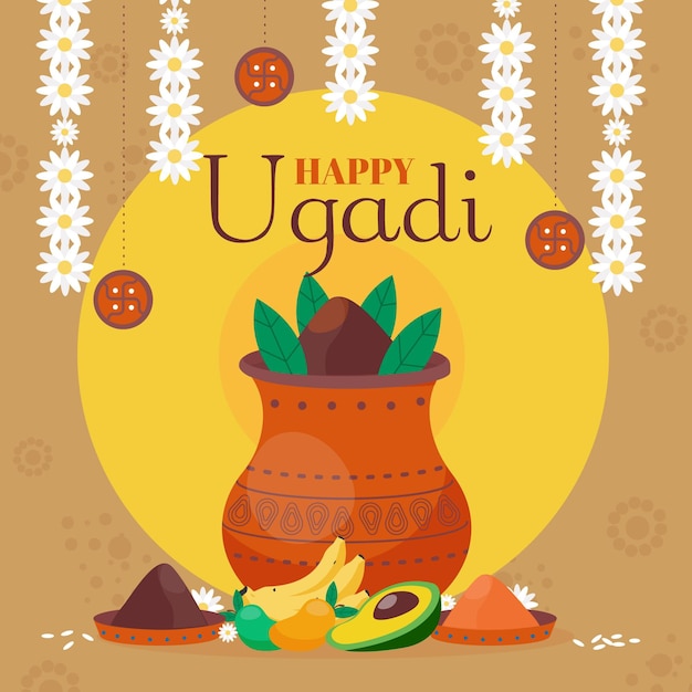 Free vector flat ugadi illustration