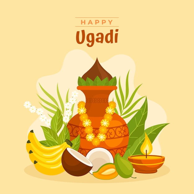 Free vector flat ugadi illustration