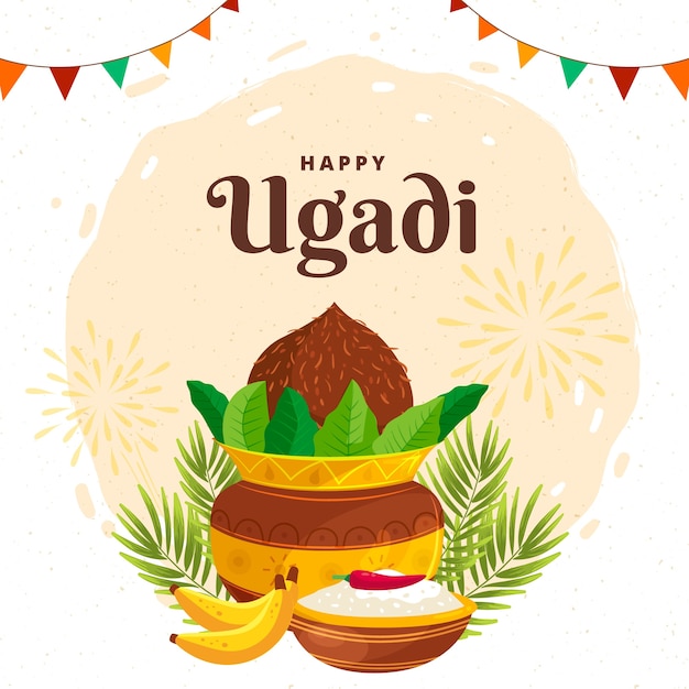 Free vector flat ugadi illustration