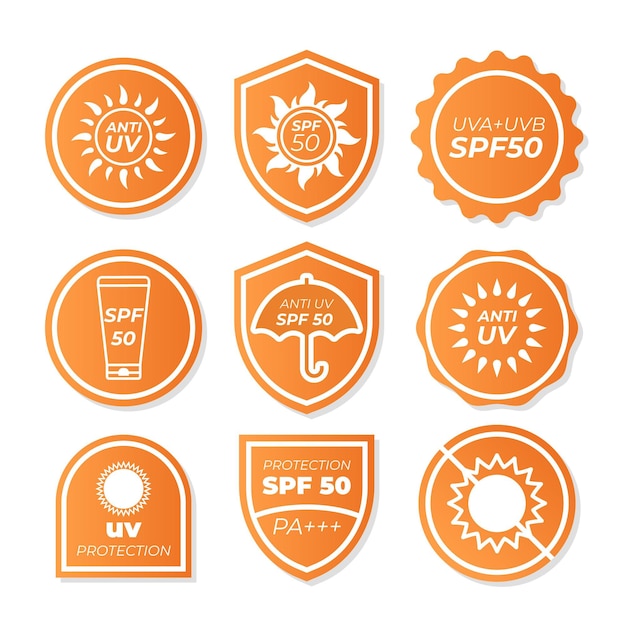 Free Vector flat ultraviolet badges collection