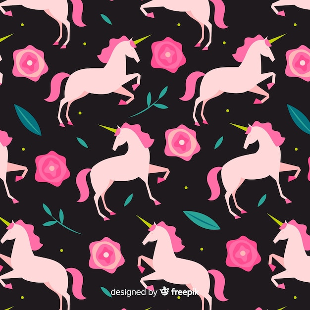 Free Vector flat unicorn pattern