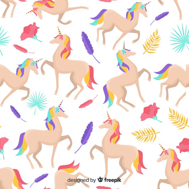 Free Vector flat unicorn pattern