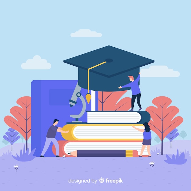 Flat university concept with education elements