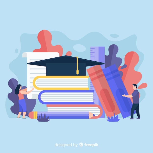 Free vector flat university concept with education elements