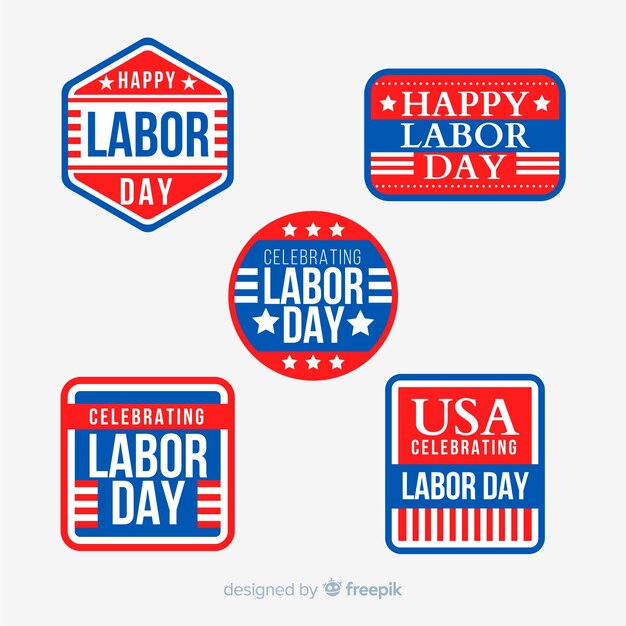 Flat usa labor day badges