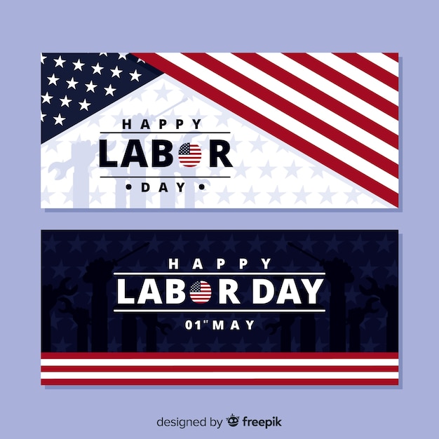 Free vector flat usa labor day banners