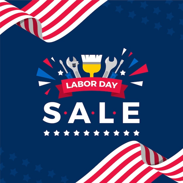 Flat usa labor day sale illustration