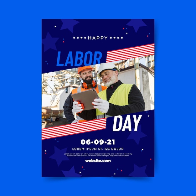 Flat usa labor day vertical poster template