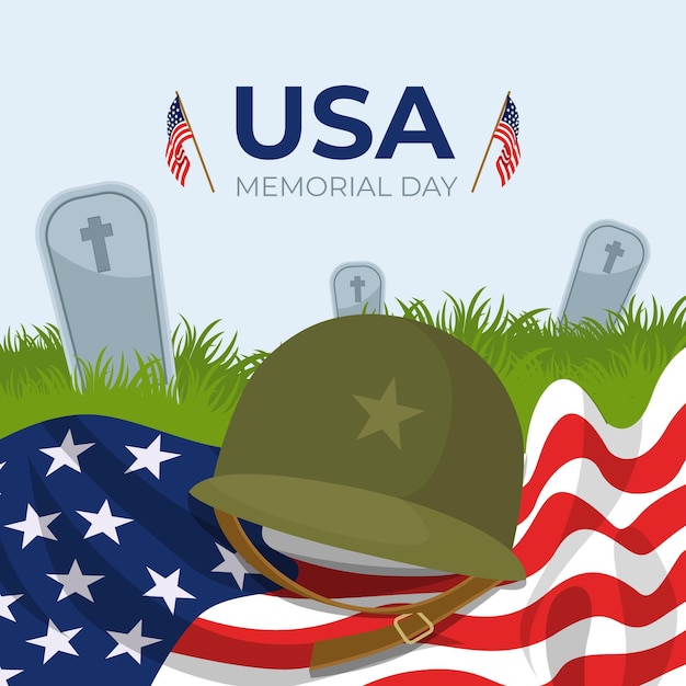 Free Vector flat usa memorial day illustration