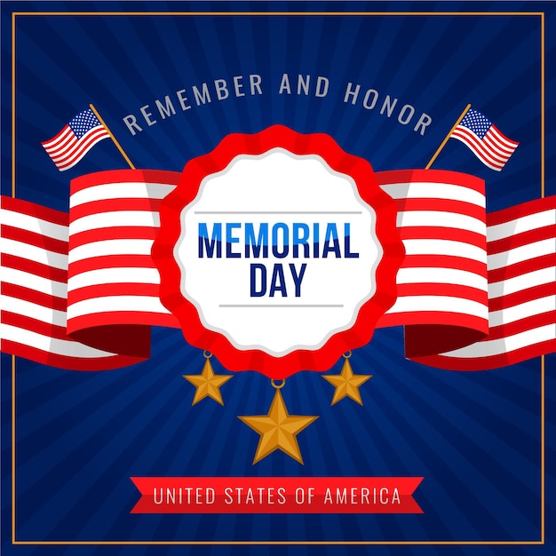 Free vector flat usa memorial day illustration