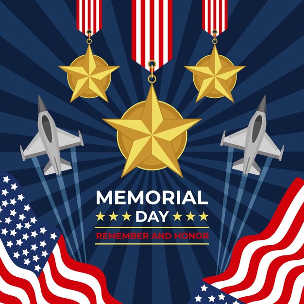 Flat usa memorial day illustration