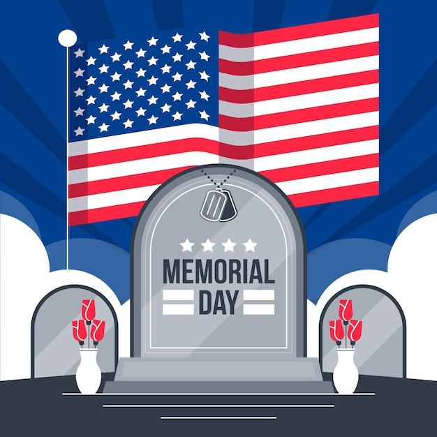 Free Vector flat usa memorial day illustration