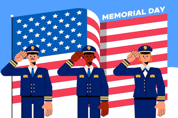 Flat usa memorial day illustration