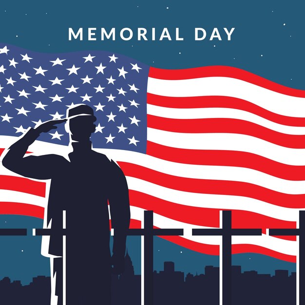 Flat usa memorial day illustration