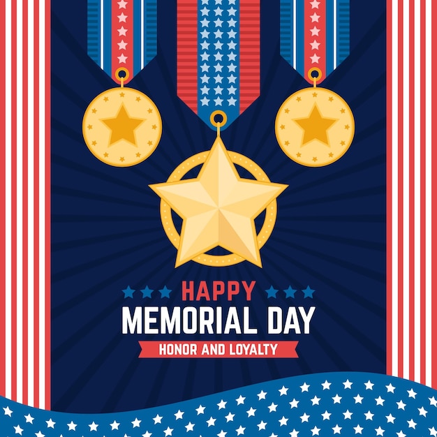 Flat usa memorial day illustration