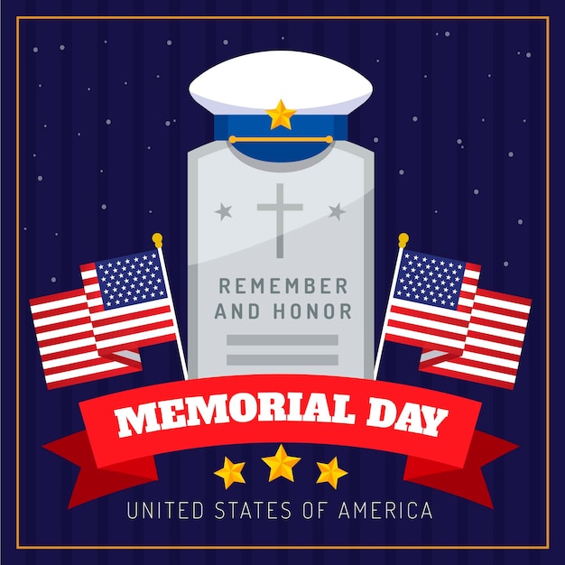 Free vector flat usa memorial day illustration