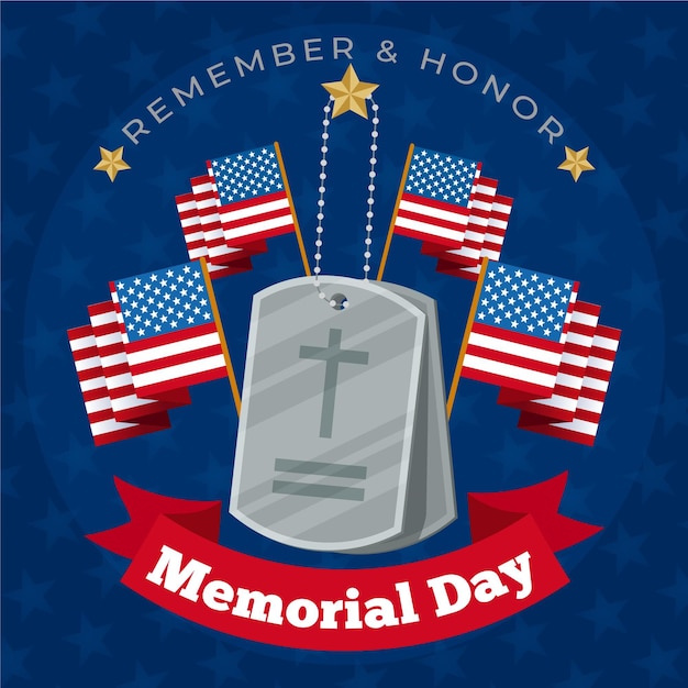 Free vector flat usa memorial day illustration