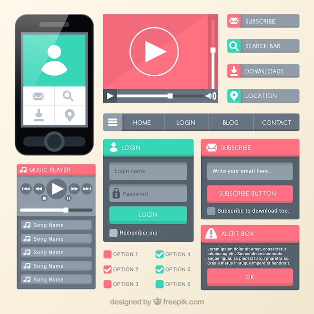 Flat user experience elements with a mobile