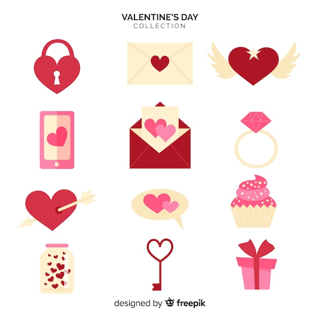 Flat valentine elements collection