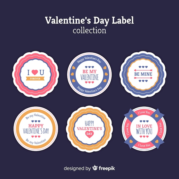 Flat valentine label collection