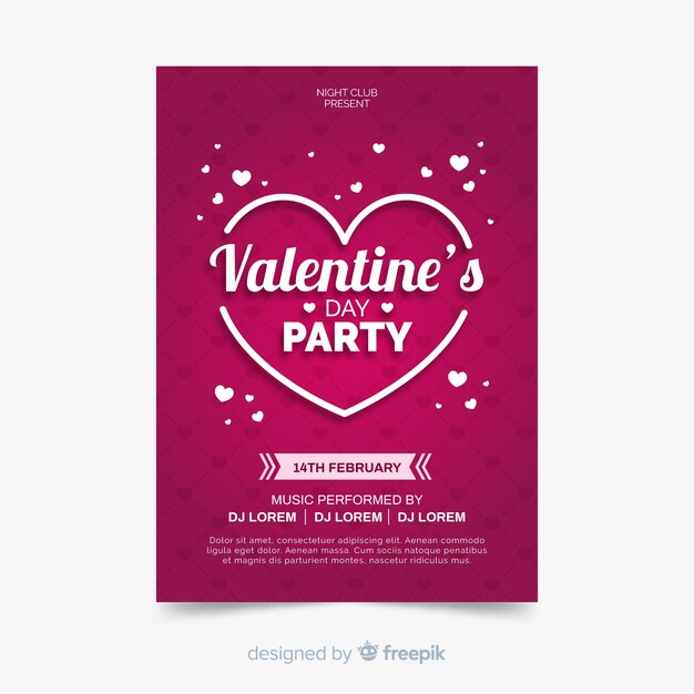 Flat valentine party poster