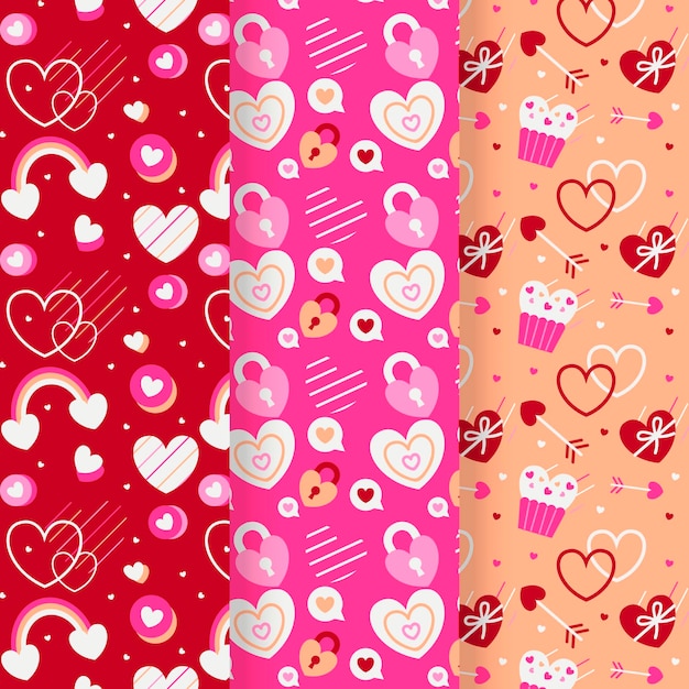 Flat valentine pattern collection