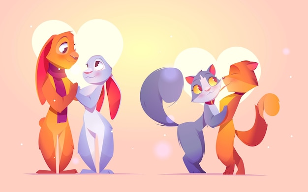 Free Vector flat valentine's day animal couple