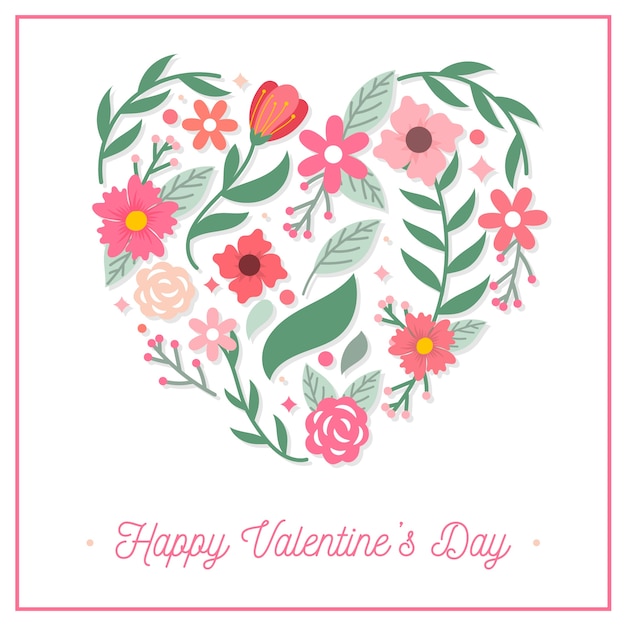 Free Vector flat valentine's day background with flowers