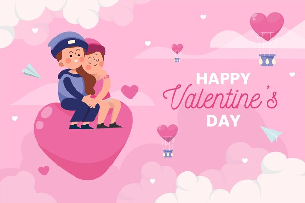 Flat valentine's day background