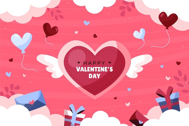 Flat valentine's day background