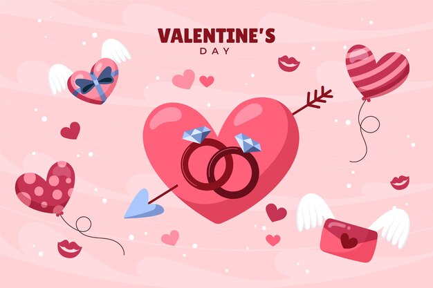 Flat valentine's day background