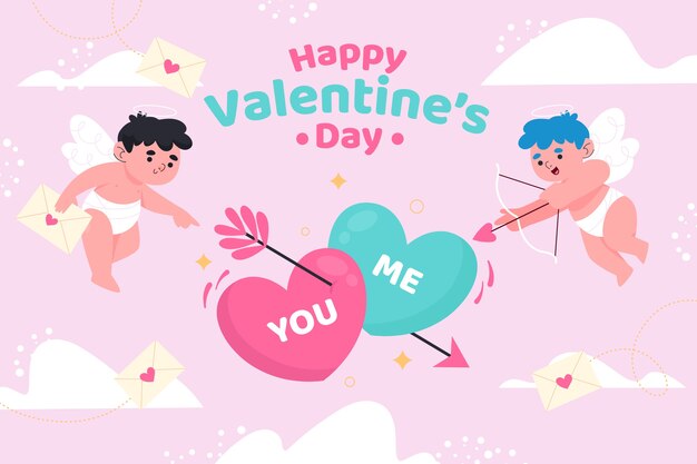 Flat valentine's day background