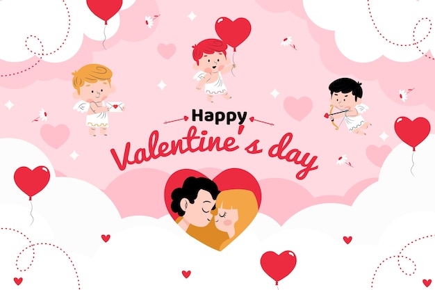 Flat valentine's day background